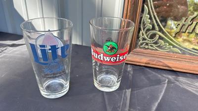 MILLER MIRROR AND PINT GLASSES