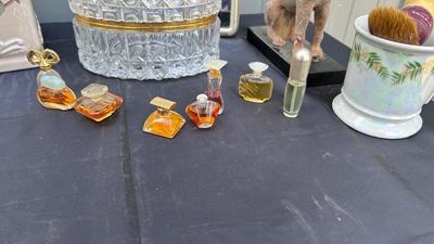 OLD PERFUME BOTTLES, DECOR. AND BATHROOM ITEMS