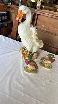LEFTON MALLARD DUCKS AND 16 INCH TALL GOOSE