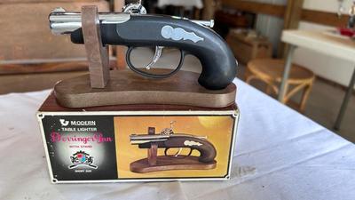 DERRINGER GUN TABLE LIGHTER, DIE-CAST JEEP GRAND CHEROKEE AND SNOWMOBILE AVON BOTTLE