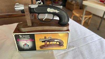 DERRINGER GUN TABLE LIGHTER, DIE-CAST JEEP GRAND CHEROKEE AND SNOWMOBILE AVON BOTTLE