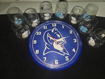 Sale Photo Thumbnail #277: NCAA Kansas Jayhawks UNC Tarheels Duke Bluedevils Glasses Clock Lot