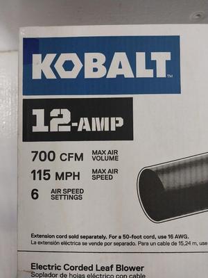 NEW NEVER OPENED KOBALT ELECTRIC LEAF BLOWER