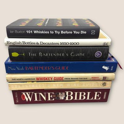 Sale Photo Thumbnail #520: 7 Books on Wine/Alcohol/Bartending/Decanters/Whiskey all in very good condition