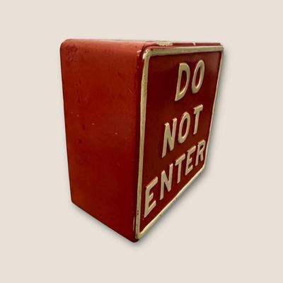 Sale Photo Thumbnail #579: Vintage Do Not Enter Ceramic Bank from Japan- some discoloration and chips as shown, no plug