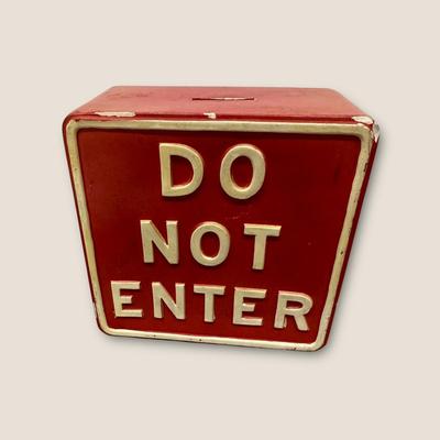 Sale Photo Thumbnail #577: Vintage Do Not Enter Ceramic Bank from Japan- some discoloration and chips as shown, no plug