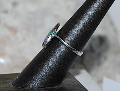 Size 6 Green & Blue Enamel Insert STARFISH RING on a Silver Tone Setting (2.8g)