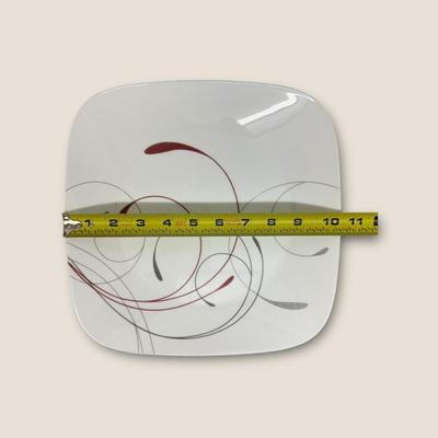 Sale Photo Thumbnail #592: 50 Corelle Dinner Plates "Splendor" & 4 Small Solid White Plates
Lightly used in a restaurant, checked for chips.