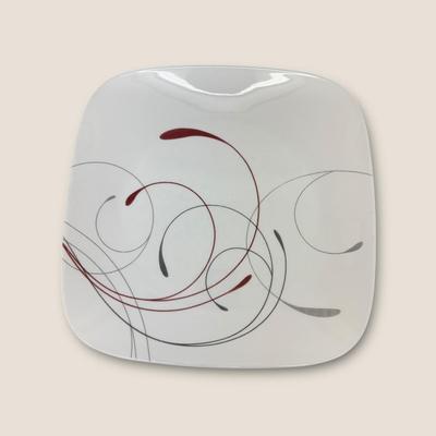 Sale Photo Thumbnail #590: 50 Corelle Dinner Plates "Splendor" & 4 Small Solid White Plates
Lightly used in a restaurant, checked for chips.