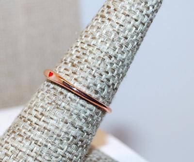 Size 7 ¼ Delicate TINY Enamel RED HEART Infinity-Style Ring on a Rose Gold Band (1.2g)