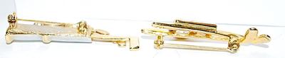 Collection of 2 BROOCHES - Golf Clubs and Silver Colored Bag & 2 Gold Clubs with a Bejeweled Number "19" on Gold Tone Settings
