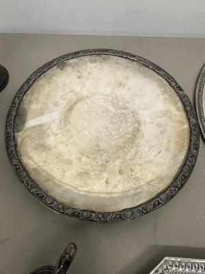 Sale Photo Thumbnail #617: Lot of Silverplated Trays, Cups, Gravy Boat, Etc.