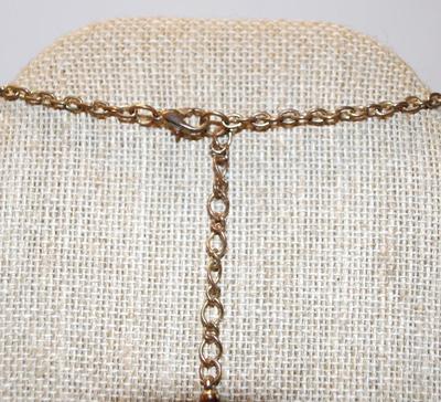 Blue/Black Eyed Owl PENDANT (3¼" x 2¼") in 5 Moveable Red/Black Sections on a Gold Tone Necklace Chain 28" L