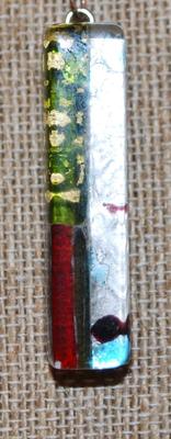 Colorful Acrylic Rectangle PENDANT (1¾" x ¼") on a Silver Tone Adjustable Necklace Chain 16"-18" L