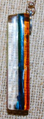 Colorful Acrylic Rectangle PENDANT (1¾" x ¼") on a Silver Tone Adjustable Necklace Chain 16"-18" L