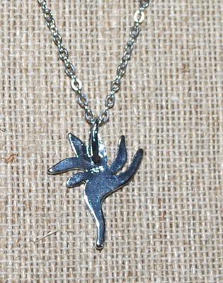 Multicolor Enameled Flower Blossom Marked .925 PENDANT (1" x ¾") on a Silver Tone Necklace Chain 16" L