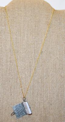 OPEN Book with Latch PENDANT (1" x ¾") on a Gold Tone Necklace Chain 18" L
