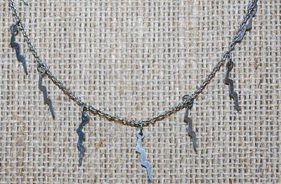 Unique "Lighting Strikes" Style NECKLACE on a Silver Tone ADJUSTIBLE Necklace Chain 15"-17" L