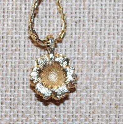 Small "Gold Rose" PENDANT (½" x ½") on a Gold Tone Necklace Chain 24" L