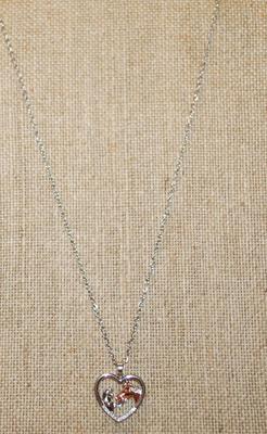 Two-Tone "Horse & Child" PENDANT (¾" x ¾") on a Silver Tone Necklace Chain 15" L