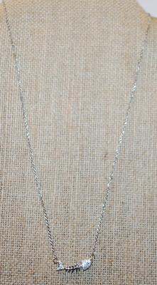 Very Small Boned Fish PENDANT (¾" x ¼") on a Silver Marked .925 Necklace Chain 15" L