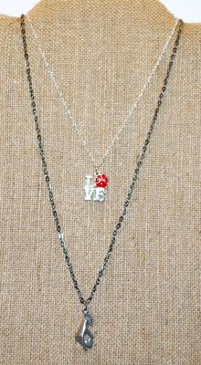 2 Pendants/Charms "Love" & "Heart in Hand" 1" on Necklace Chains 18" L