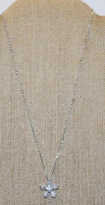 Diamond Style Starburst PENDANT (¾" Diam.) on a Silver Tone Necklace Chain 17" L