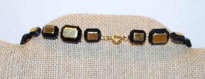 Gold & Black Rectangular Beads Necklace 18" L