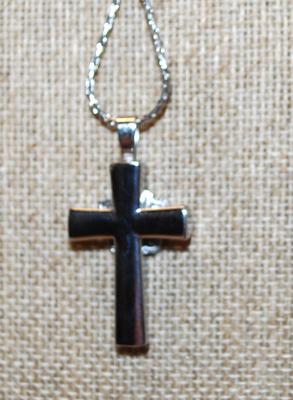 Cremation Ashes Memorial Stainless Steel Butterfly Cross PENDANT (1½" x ¾") on a Necklace Chain 22" L