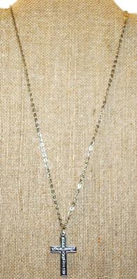 Small "Thorns Cross" PENDANT (1¼" x ¾") on a Silver Tone Necklace Chain 20" L