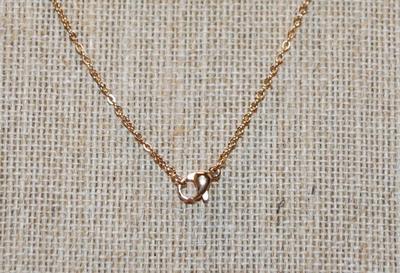 Sideways Gold Tone Cross (¾" x ½") on a Rose Gold Necklace Chain 16" L