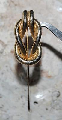 Large Gold Colored KNOT PIN (2¾" L) on a Gold Tone Setting