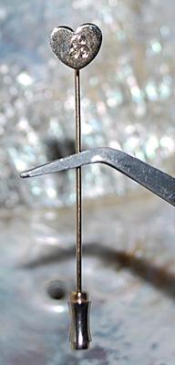 HEART with Letter "B" PIN (2½" L) with Pin Guard on a Gold Tone Setting