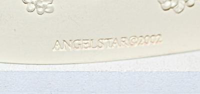 Marked "Angel Star ©2002" -- All White Angel "Heart Shaped" Jewelry "Wishing Box" Trinket Box with Embossed...