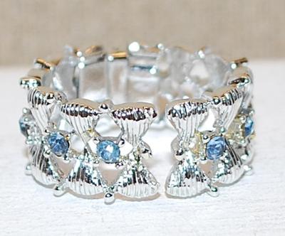Shiny SCARF RING (1" Circ.) with a Row of Light BLUE Stones