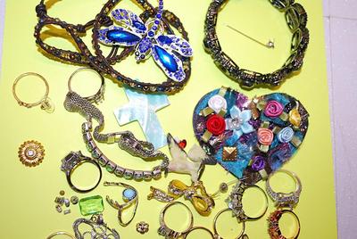 Jewelry Assorted Pieces for CRAFTING...Broken/Missing Stones, Ring Bands, Bracelets, ETC.