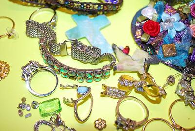 Jewelry Assorted Pieces for CRAFTING...Broken/Missing Stones, Ring Bands, Bracelets, ETC.