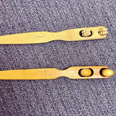2 pc lot Wooden Back Scratcher / Roller