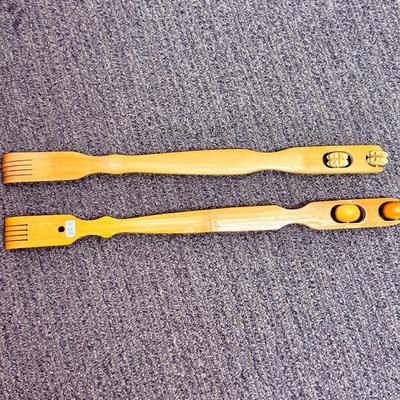 2 pc lot Wooden Back Scratcher / Roller