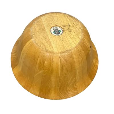 Sale Photo Thumbnail #770: 1993 Rubberwood Huge Wooden Bowl Made in Malaysia; "Plantation Timber, Environmentally Friendly"
17" in diameter across the top! Excellent condition.