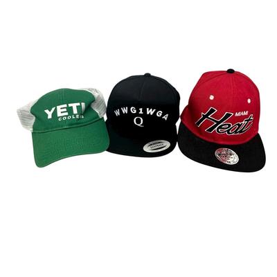 Sale Photo Thumbnail #786: 3 Baseball Caps - Yeti, Miami Heat, & WWG1WGA Q (whatever that means)
All in great to new shape.