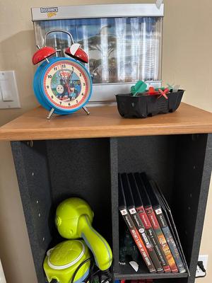 Furniture - Shelf with Miscellaneous Toys and Speaker Set
