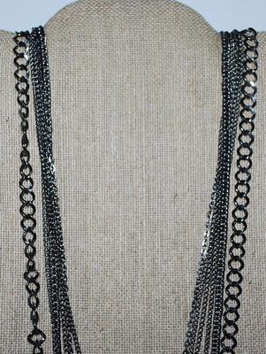 Dark Loops 12-Strands NECKLACE with Lobster-Style Clasp 38" L