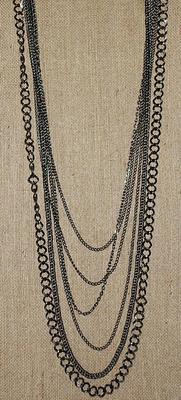Dark Loops 12-Strands NECKLACE with Lobster-Style Clasp 38" L