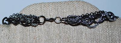 Multi-Strand Black & Silver Colored NECKLACE with Different Loop Styles and Lobster Clasp 28" L