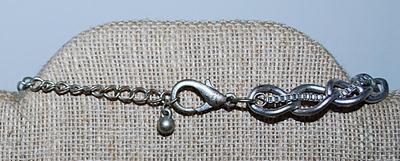 Light Silver Colored LOOPS & RINGS NECKLACE with Small Interwoven "Snake" Strand and Large Lobster Clasp 26" L