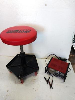 MECHANICS STOOL AND BATTERY CHARGER