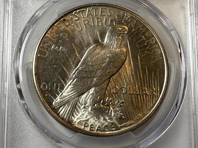 PCGS CERTIFIED 1934-D MS63 PEACE SILVER DOLLAR SEMI-KEY DATE AS PICTURED.