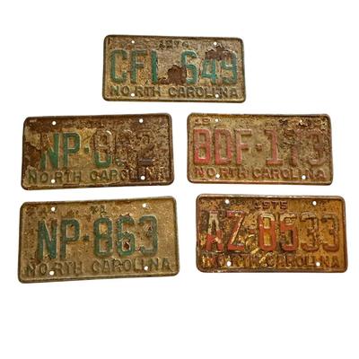 Sale Photo Thumbnail #812: 5 NC License Plates from the 70s- dirty, rusty