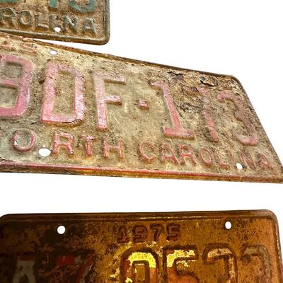 Sale Photo Thumbnail #816: 5 NC License Plates from the 70s- dirty, rusty